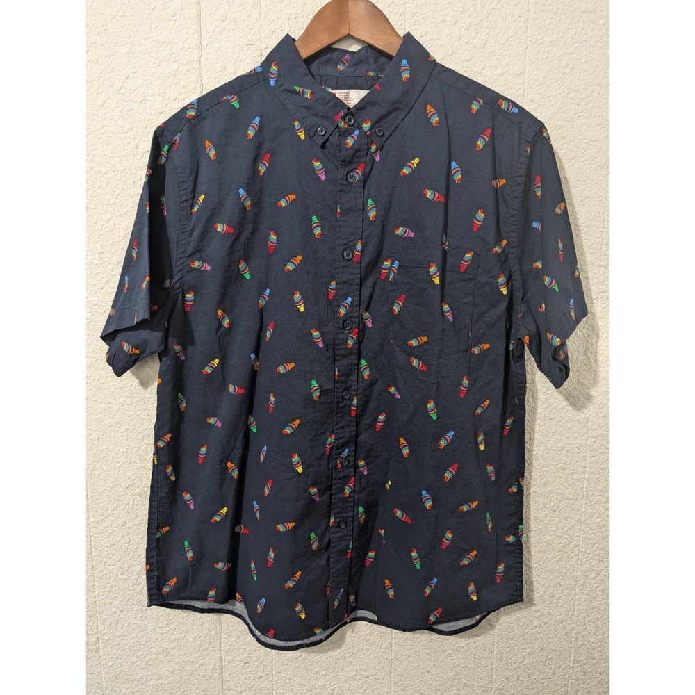 Target, Rainbow Ice Cream Button Down Shirt Men's Cotton, Pride,‎ L